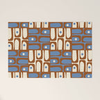 Mid Century Modern Piquet Abstract Multi Retro Brown and Blue Pattern Welcome Mat Gallery Image 1