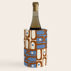 Mid Century Modern Piquet Abstract Multi Retro Brown and Blue Pattern Wine Chiller Gallery Image 3