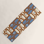 Mid Century Modern Piquet Abstract Multi Retro Brown and Blue Pattern Yoga Mat Gallery Image 1