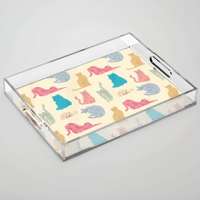 Pastel Cats Pattern Acrylic Tray Gallery Image 1