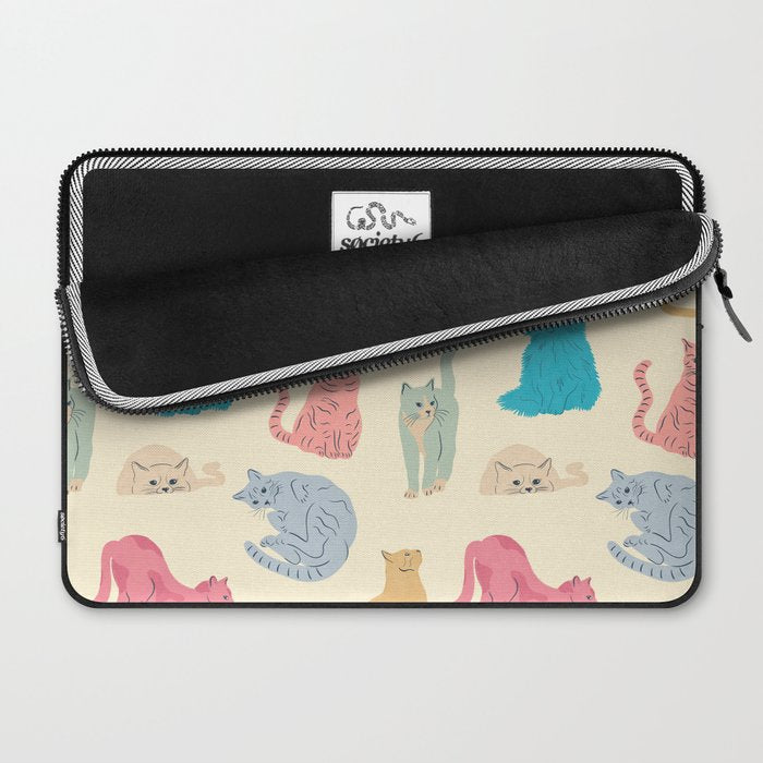 Pastel Cats Pattern Laptop Sleeve Gallery Image 2
