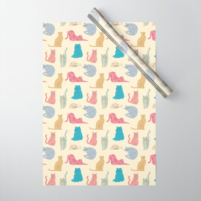 Pastel Cats Pattern Wrapping Paper Gallery Image 1