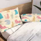 Pastel Cats Pattern Pillow Sham Gallery Image 2