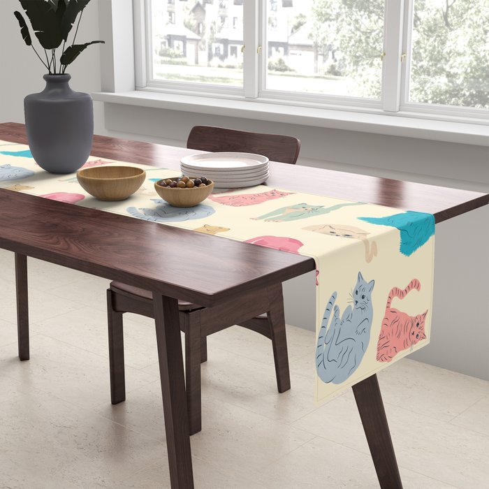 Pastel Cats Pattern Table Runner Gallery Image 2