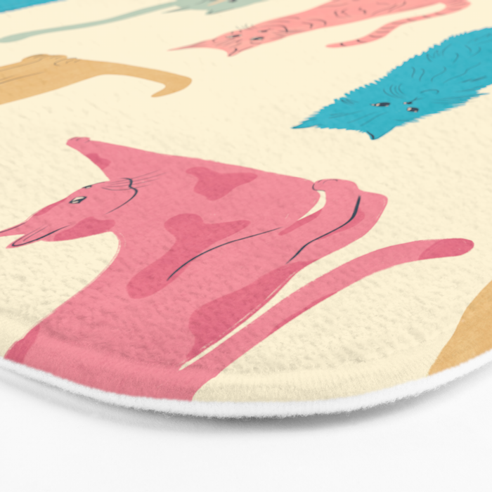 Pastel Cats Pattern Bath Mat Gallery Image 3