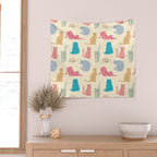 Pastel Cats Pattern Wall Tapestry Gallery Image 2