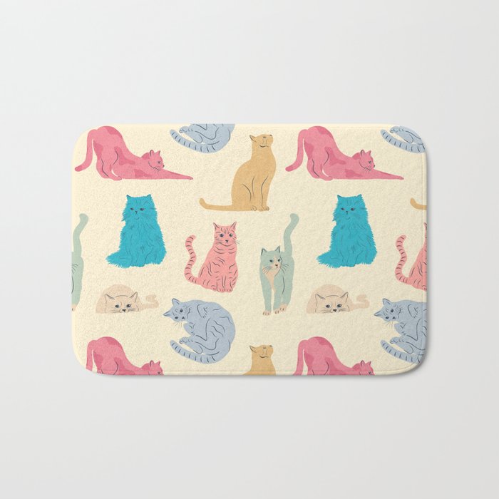 Pastel Cats Pattern Bath Mat Gallery Image 1