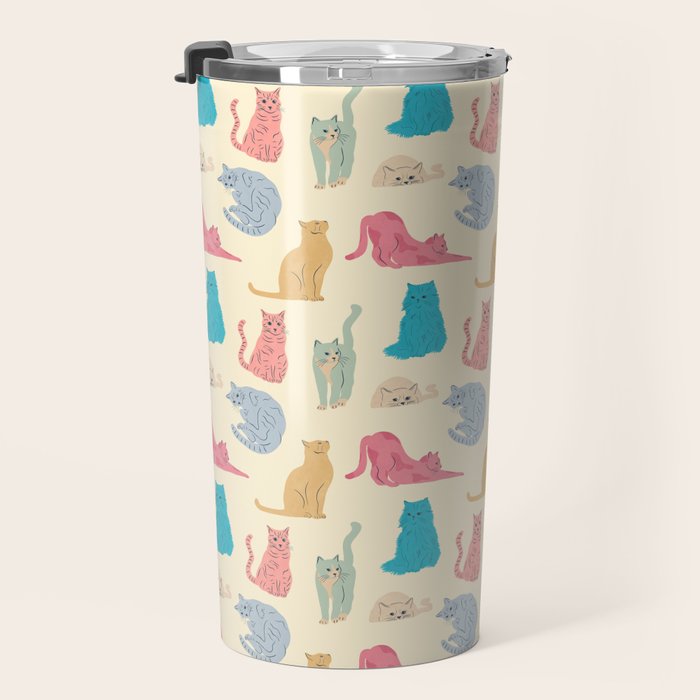 Pastel Cats Pattern Travel Mug Gallery Image 3