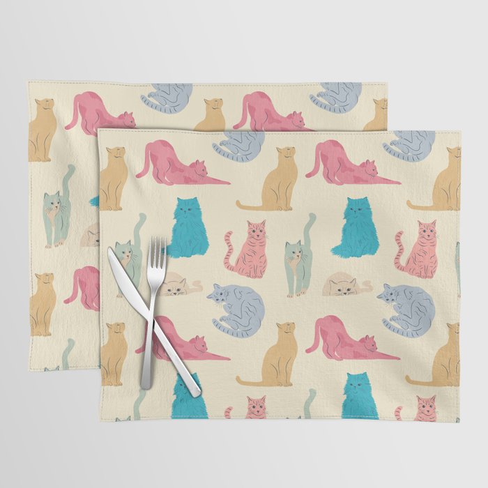Pastel Cats Pattern Placemat Gallery Image 1