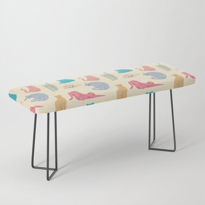Pastel Cats Pattern Bench Gallery Image 1
