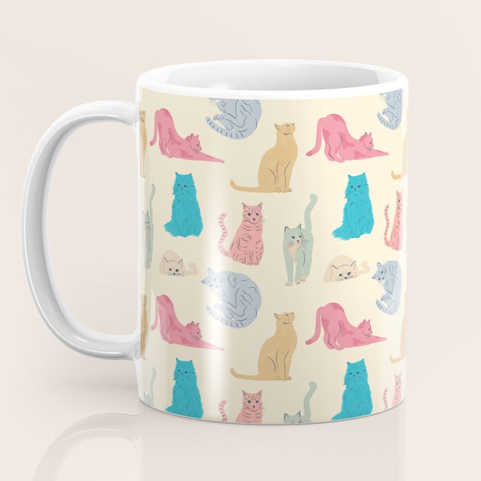 Pastel Cats Pattern Coffee Mug Gallery Image 3