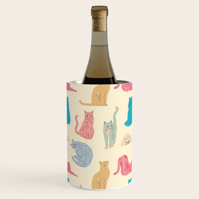 Pastel Cats Pattern Wine Chiller Gallery Image 1