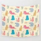 Pastel Cats Pattern Wall Tapestry Gallery Image 4