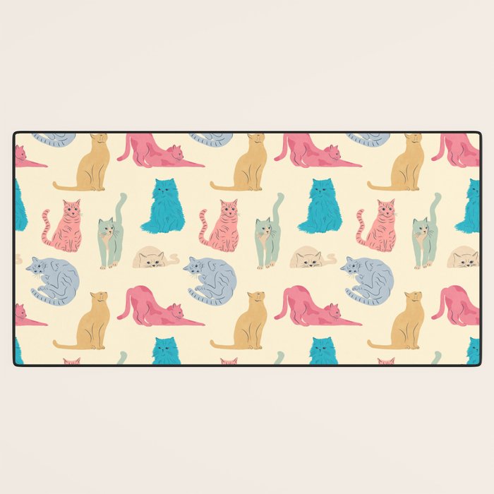 Pastel Cats Pattern Desk Mat Gallery Image 3