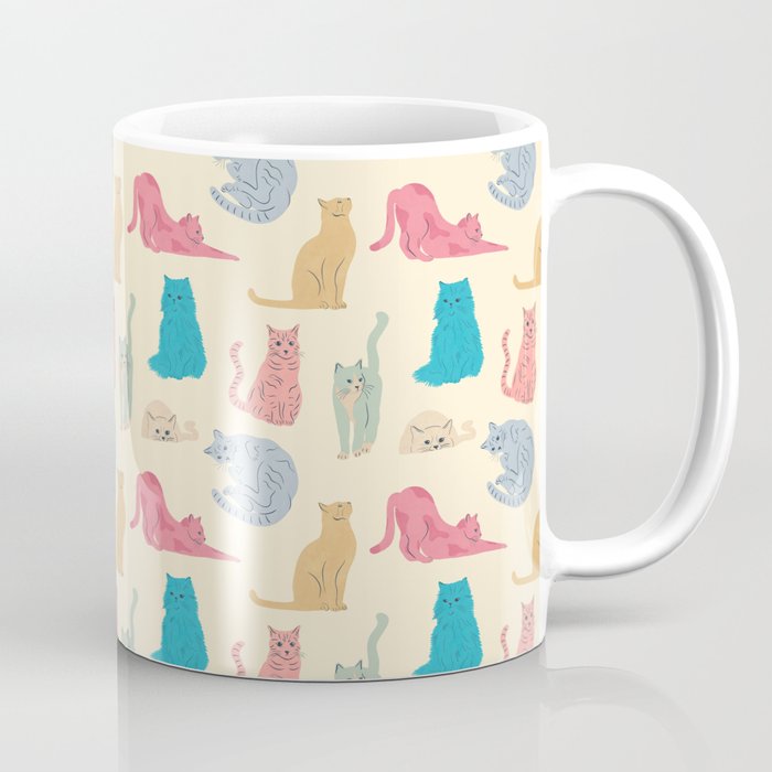 Pastel Cats Pattern Coffee Mug Gallery Image 1