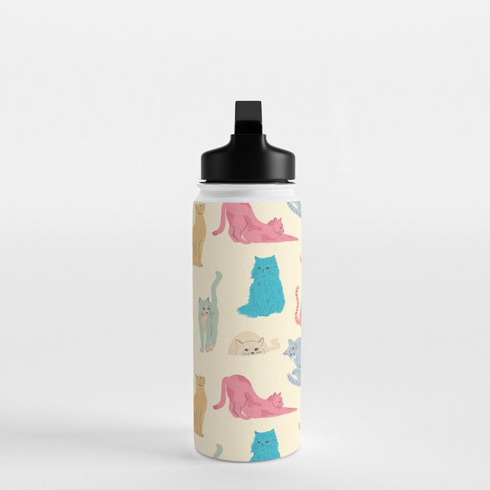 Pastel Cats Pattern Water Bottle Gallery Image 3