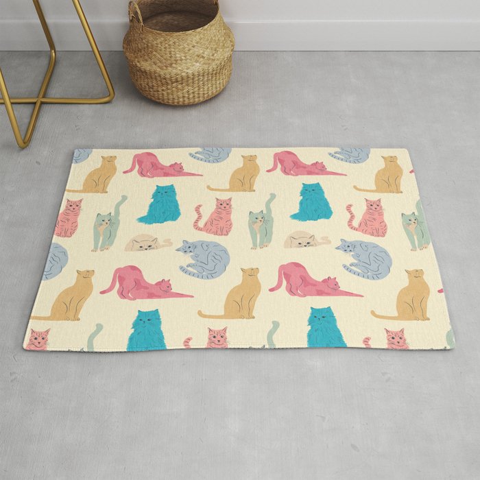 Pastel Cats Pattern Rug Gallery Image 1