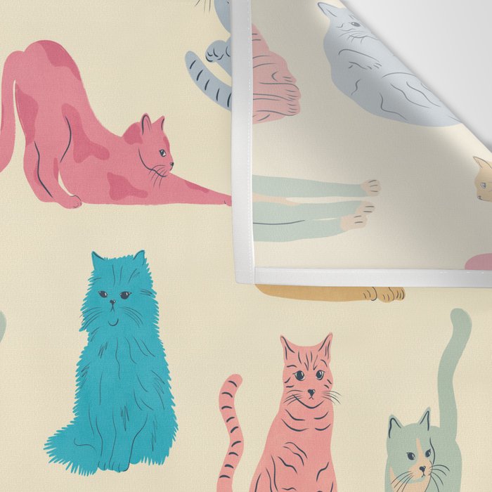 Pastel Cats Pattern Wall Tapestry Gallery Image 3