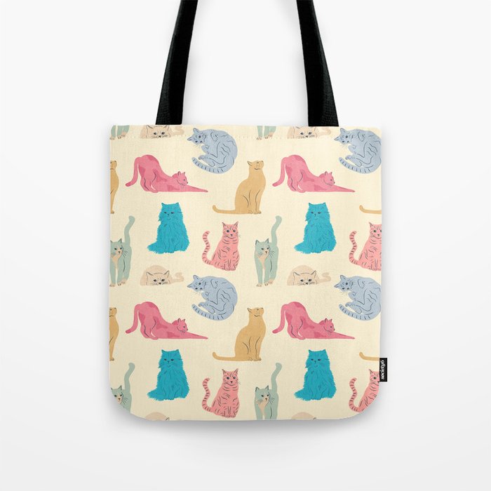 Pastel Cats Pattern Tote Bag Gallery Image 1