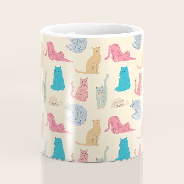 Pastel Cats Pattern Coffee Mug Gallery Image 4