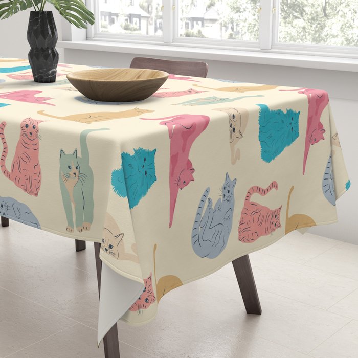 Pastel Cats Pattern Tablecloth Gallery Image 3