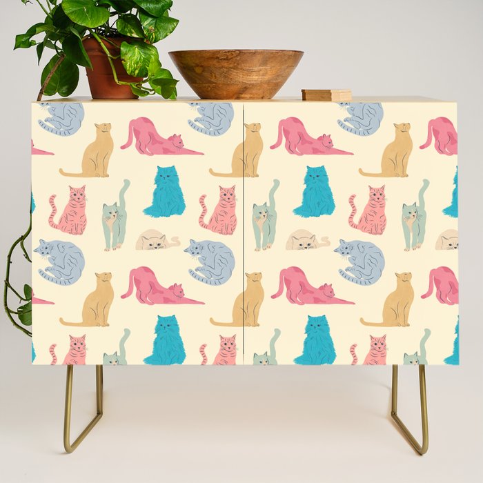 Pastel Cats Pattern Credenza Gallery Image 1