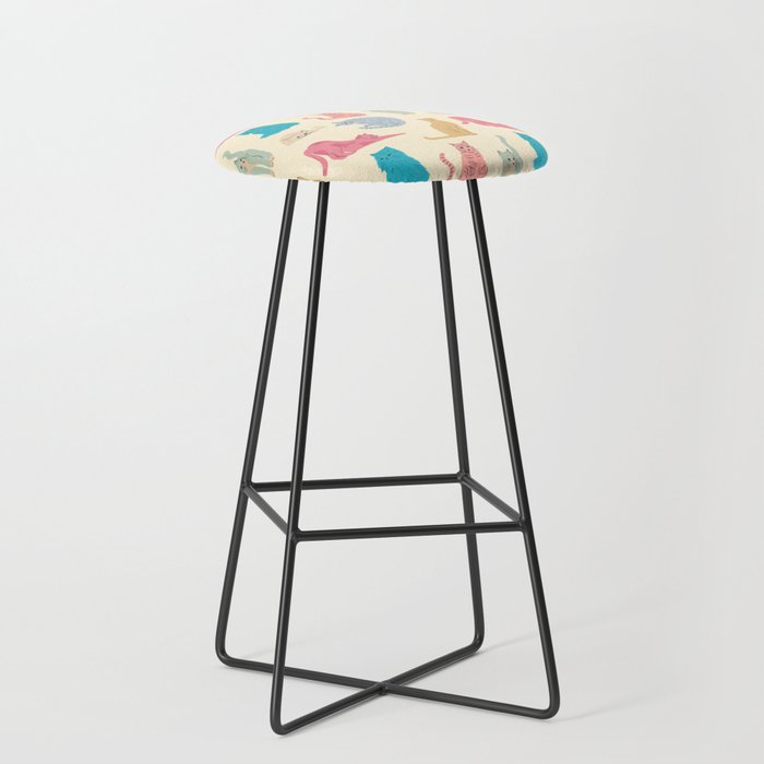 Pastel Cats Pattern Stool Gallery Image 1
