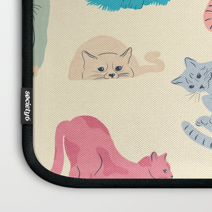 Pastel Cats Pattern Laptop Sleeve Gallery Image 3