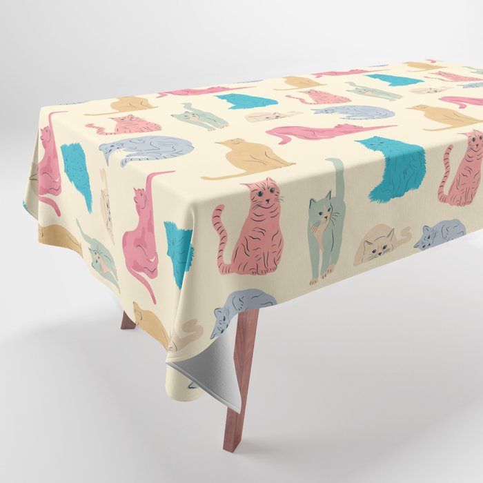 Pastel Cats Pattern Tablecloth Gallery Image 1