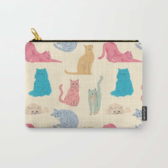 Pastel Cats Pattern Carry All Pouch Gallery Image 1