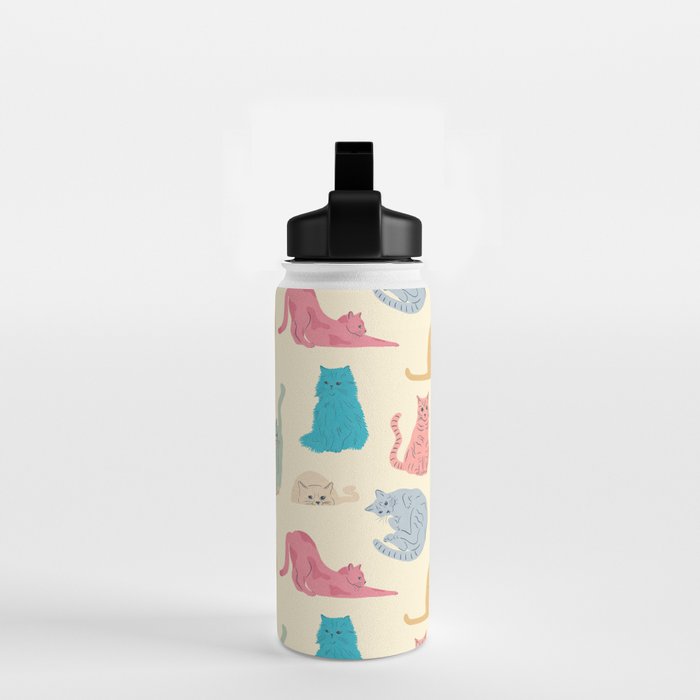 Pastel Cats Pattern Water Bottle Gallery Image 2