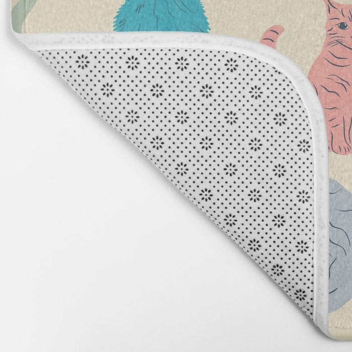 Pastel Cats Pattern Bath Mat Gallery Image 2