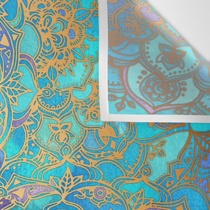 Sapphire & Jade Stained Glass Mandalas Wall Tapestry Gallery Image 3