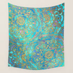 Sapphire & Jade Stained Glass Mandalas Wall Tapestry Gallery Image 4