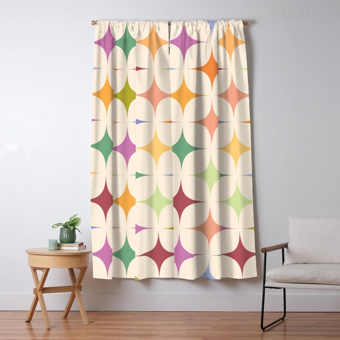 Colorful Festive Mid-Century Sparkles Window Curtain Gallery Image 5