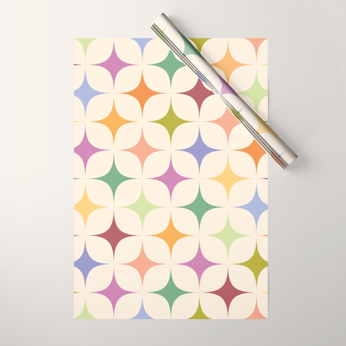 Colorful Festive Mid-Century Sparkles Wrapping Paper Gallery Image 1