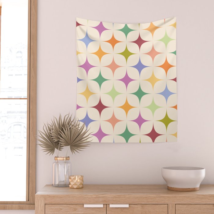 Colorful Festive Mid-Century Sparkles Wall Tapestry Gallery Image 2