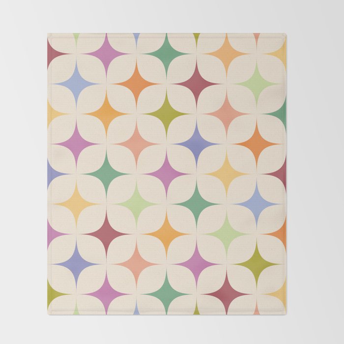 Colorful Festive Mid-Century Sparkles Throw Blanket Gallery Image 2