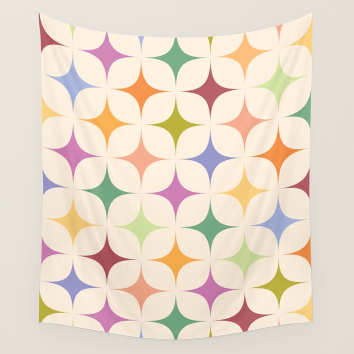 Colorful Festive Mid-Century Sparkles Wall Tapestry Gallery Image 4