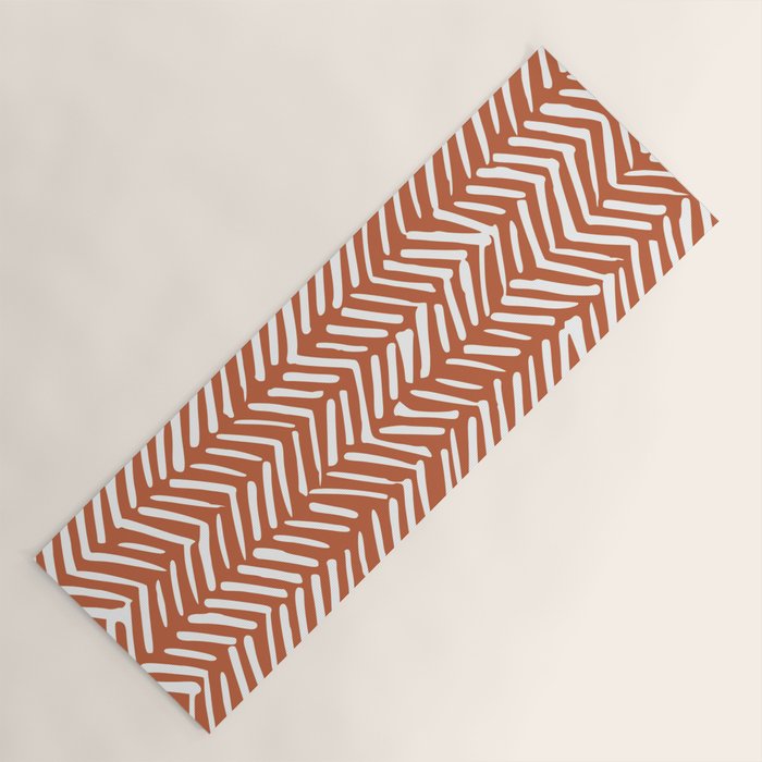 Boho, Abstract, Herringbone, Pattern, Terracotta Yoga Mat Gallery Image 1