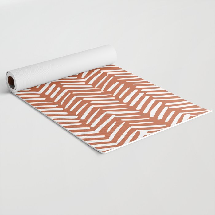 Boho, Abstract, Herringbone, Pattern, Terracotta Yoga Mat Gallery Image 2
