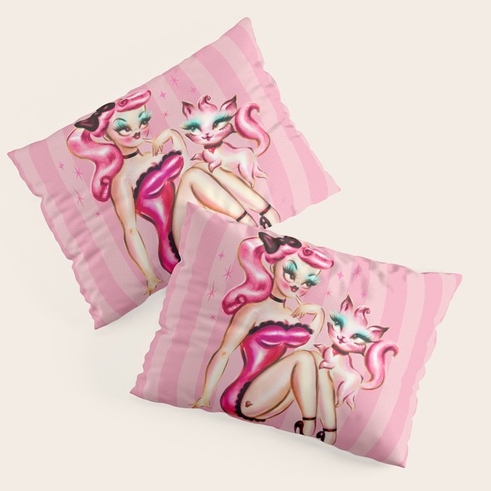 Smitten Kitten Pinup Doll Pillow Sham Gallery Image 1
