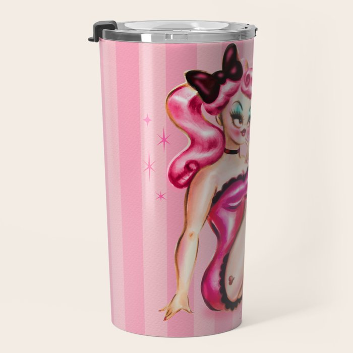 Smitten Kitten Pinup Doll Travel Mug Gallery Image 3