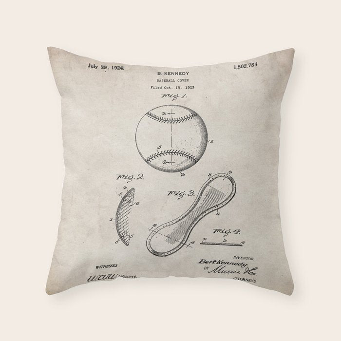 Baseball Patent - Softball Art - Antique Throw Pillow Gallery Image 6