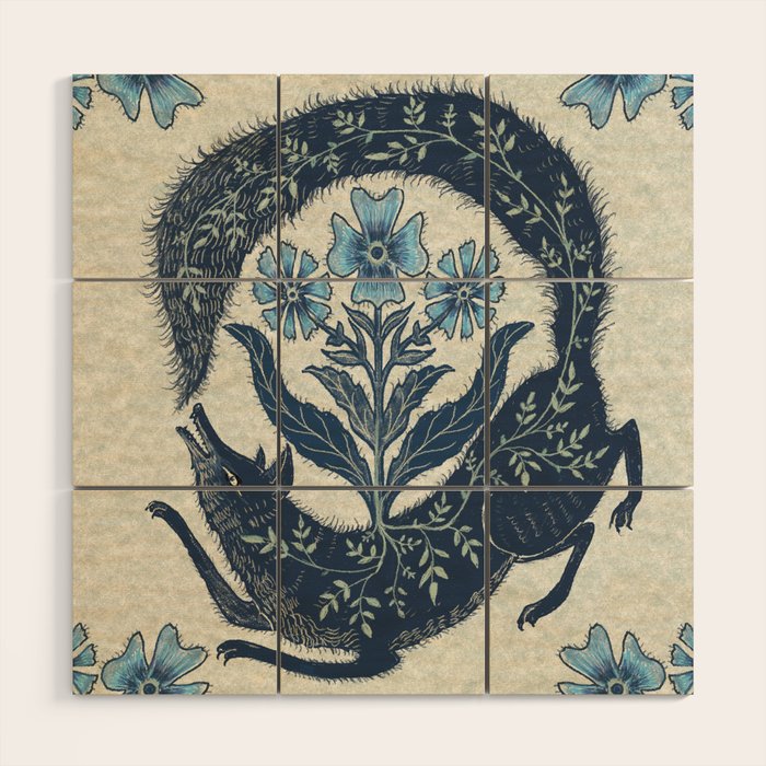 A Fox Chasing Its Tail Wood Wall Art Gallery Image 1