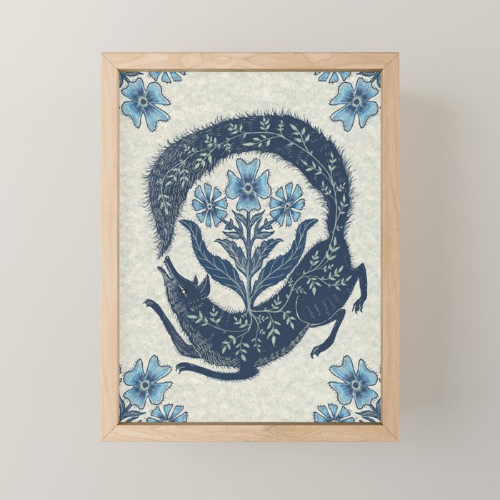 A Fox Chasing Its Tail Mini Art Print Gallery Image 1