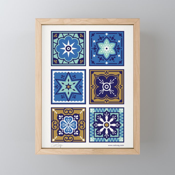 Talavera Mexican Tile - Navy & Bronze Palette Mini Art Print Gallery Image 1