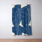 Lady Portrait Minimal Line Art 3 Blue Window Curtain Gallery Image 3
