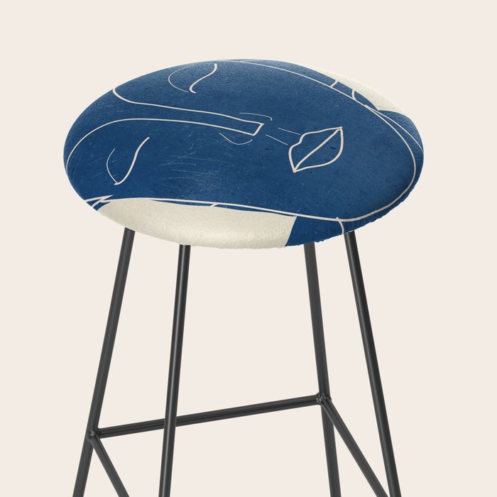 Lady Portrait Minimal Line Art 3 Blue Stool Gallery Image 2