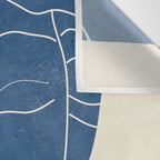 Lady Portrait Minimal Line Art 3 Blue Wall Tapestry Gallery Image 3